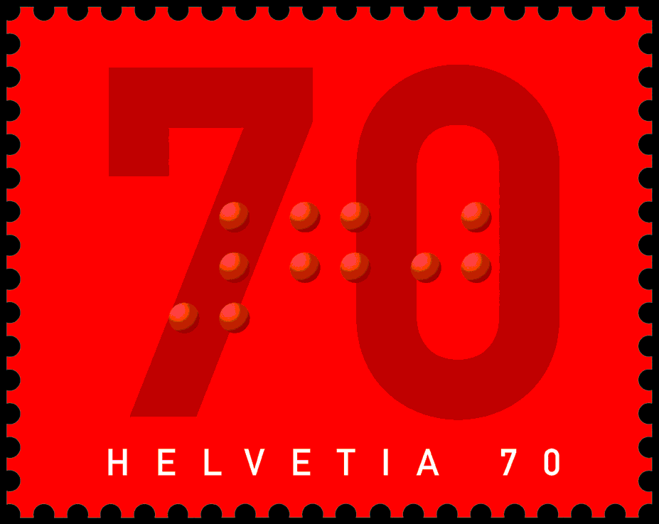 einzelne Briefmarke mit Brailleschrift